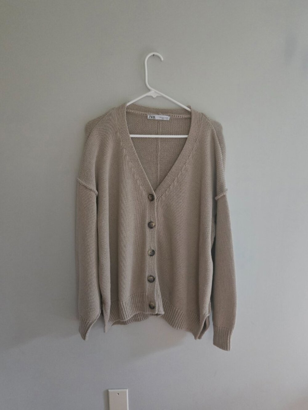 Zara Tan Cardigan Sweater, Size M
